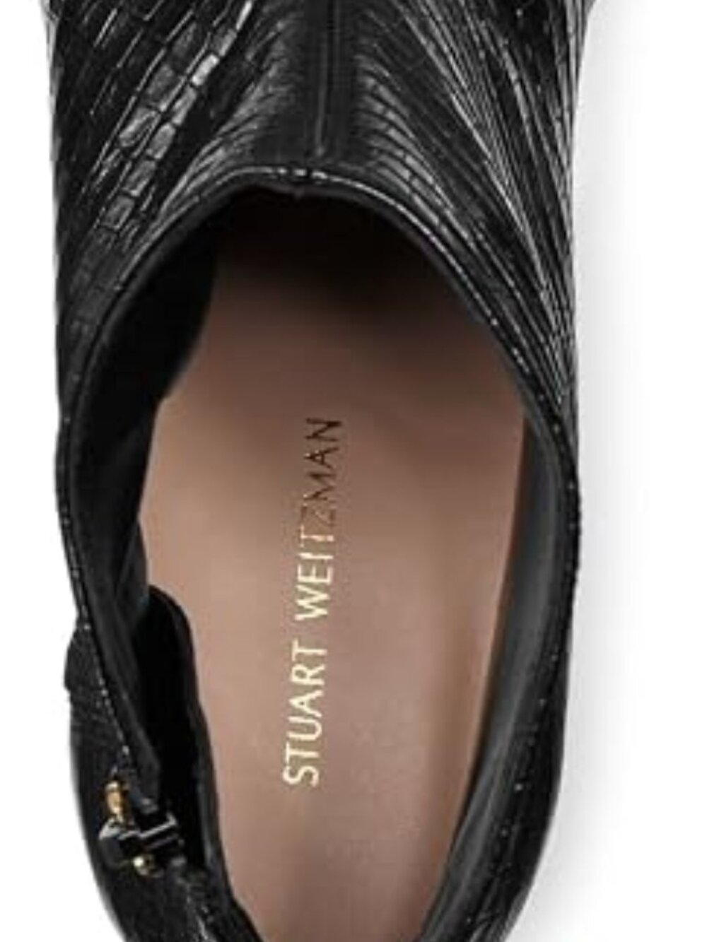 Stuart Weitzman Black Croc-Embossed Leather Gardiner Dress Booties -Size 7.5 NIB - Picture 15 of 16